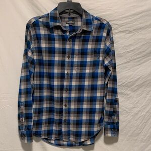 VGUC Eddie Bauer Blue and Gray Plaid Men's Flannel Shirt Medium